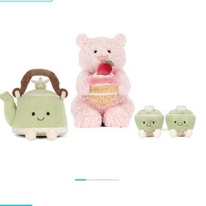 Jellycat Shanghai Exclusive Set (Bear, Teapot, Teacups) 3 Stickers and 3 pins